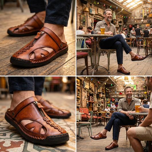 🏆 Kézzel Készített Valódi Bőr Férfi Szandál – Átalakítható és Kényelmes 🥇