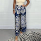🌷Női divat szatén elegáns nyomtatott elegáns nyomtatott elegáns nyomtatott széles szárú nadrág lábszár✨