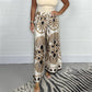 🌷Női divat szatén elegáns nyomtatott elegáns nyomtatott elegáns nyomtatott széles szárú nadrág lábszár✨