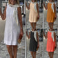 Női pamut vászon kerek nyakú ujjatlan ruha