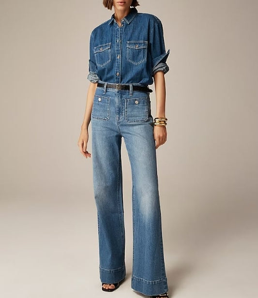 ⭐2025 legkelendőbb farmernadrág 👖 haspántos széles szárú farmer