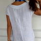 🌼 Tavaszi és nyári pamut + vászon ruha kerek nyakkal és rövid ujjakkal