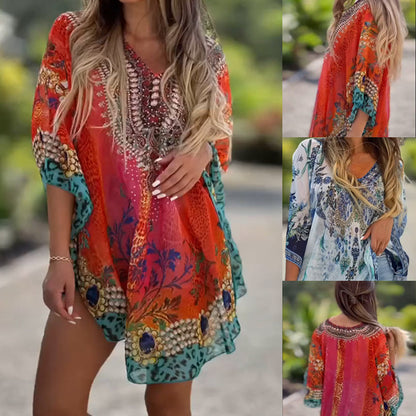 【S-5XL】🌺Klasszikus aszimmetrikus ruha etnikai elemekkel