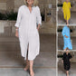 Női alkalmi laza laza pamut vászon hosszú ing ruha
