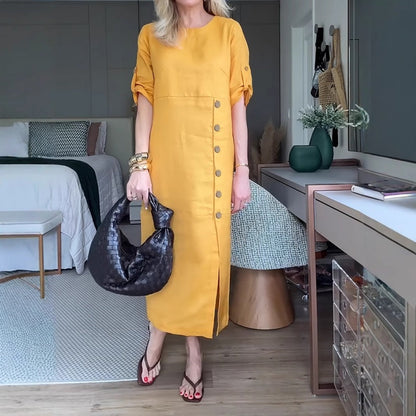 Női Gombos Oldalhasíték Maxi Ruha