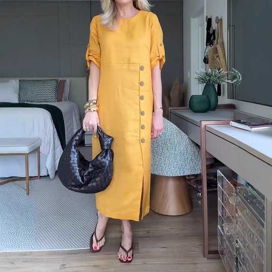 Női Gombos Oldalhasíték Maxi Ruha