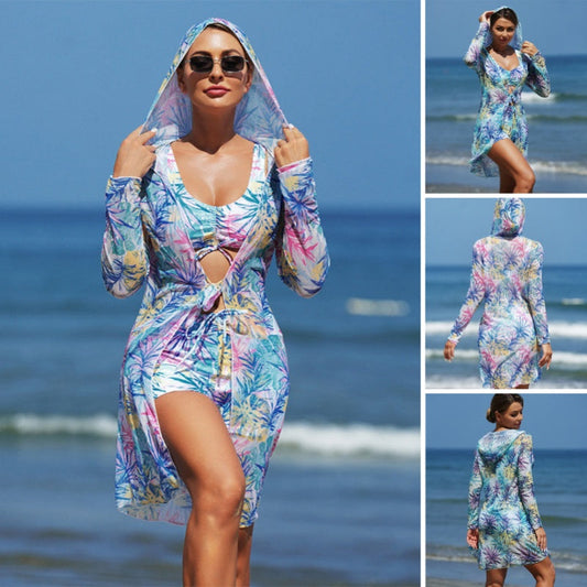 Női háromrészes fürdőruha húzózsinórral és kapucnival