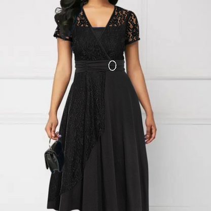 Női V-nyakú deréktájoló ruha