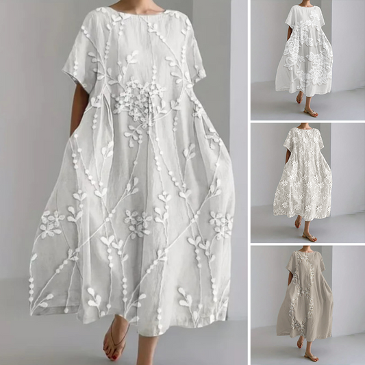 🌿[S-4XL]🍀Női puha alkalmi laza laza midi ruhák🍀