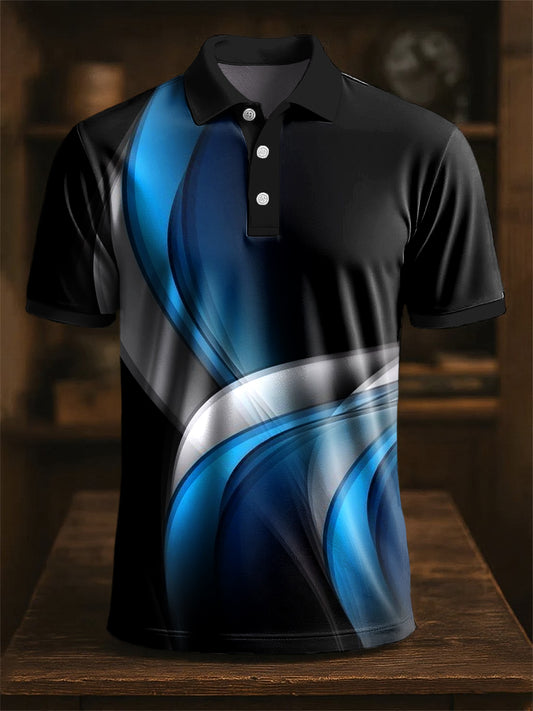 Férfi retro absztrakt vonal művészeti nyomtatás alkalmi üzleti póló