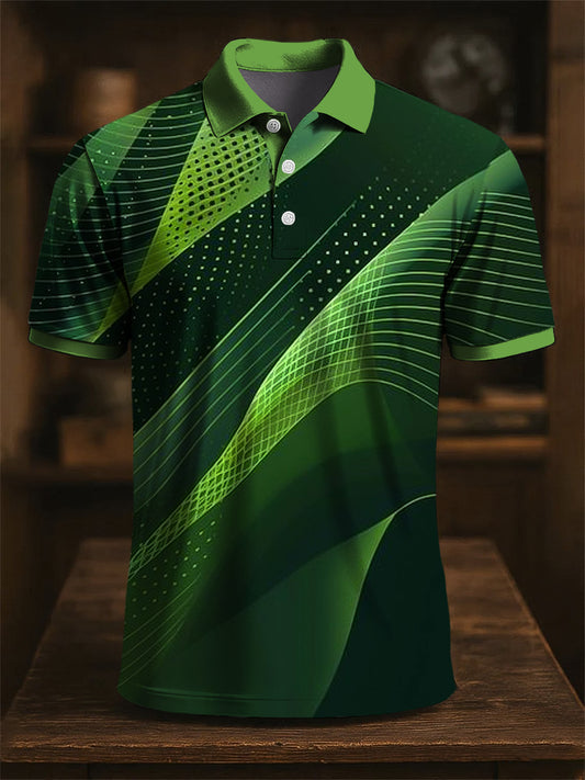 Férfi retro vonal polka pont texturált művészet nyomtatás alkalmi üzleti póló