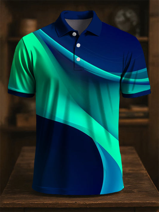 Férfi retro absztrakt színes vonal művészet nyomtatás alkalmi üzleti póló