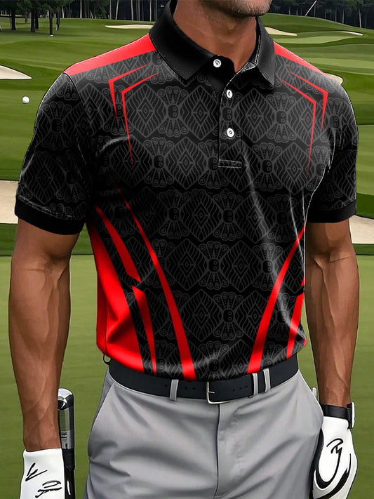 Férfi retro geometriai totem nyomtatott alkalmi üzleti póló