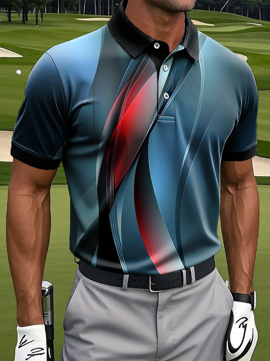 Férfi retro absztrakt vonal textúra művészet nyomtatás alkalmi üzleti póló