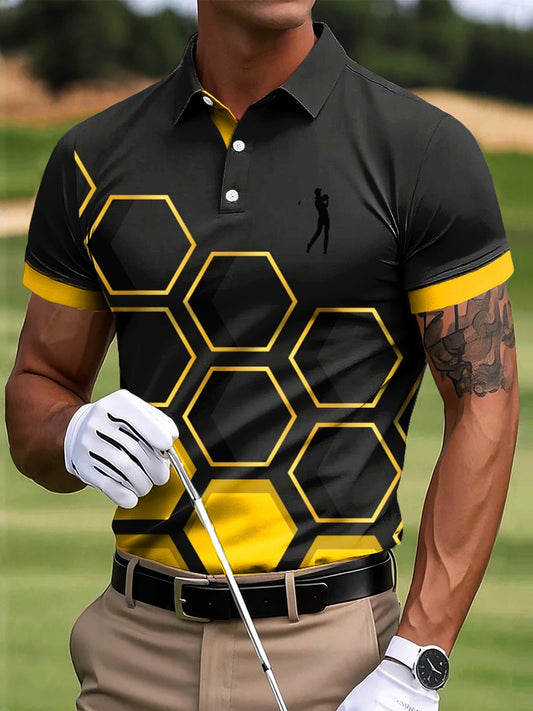 Férfi retro szabálytalan geometriai művészet nyomtatás alkalmi üzleti póló