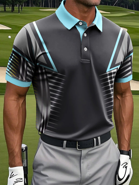 Férfi retro szabálytalan csík művészeti nyomtatás alkalmi üzleti póló