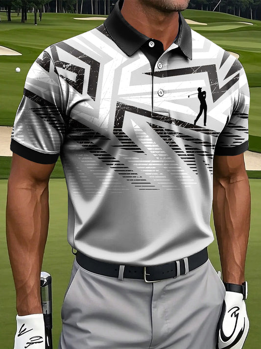 Férfi absztrakt vonal szabálytalan művészet nyomtatás alkalmi üzleti póló