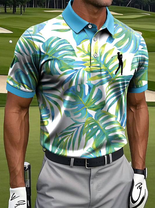 Férfi absztrakt trópusi pálmalevél művészeti nyomtatás alkalmi üzleti póló