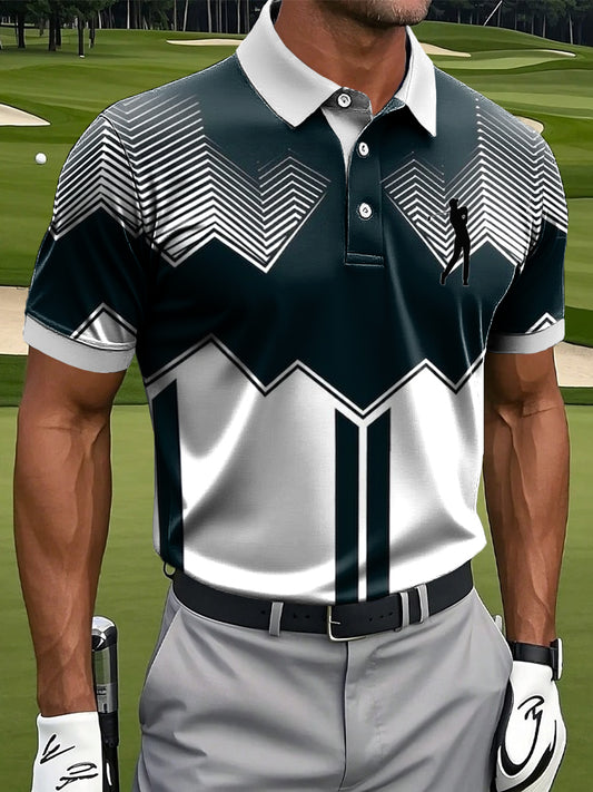 Férfi klasszikus gradient line geometriai művészet nyomtatás alkalmi üzleti póló