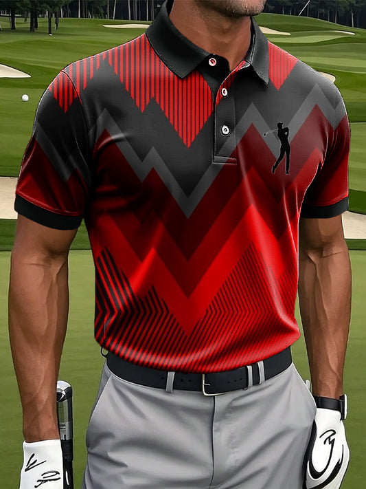 Férfi retro gradient geometriai vonalak művészeti nyomtatás alkalmi üzleti póló