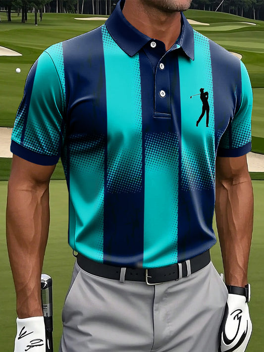 Férfi retro gradient color block art print alkalmi üzleti póló