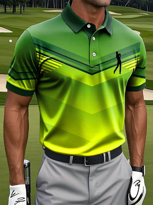 Férfi retro gradient csík művészeti nyomtatás alkalmi üzleti póló