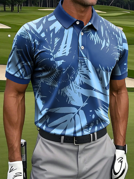 Férfi hawaii absztrakt pálmalevél művészet nyomtatás alkalmi üzleti póló