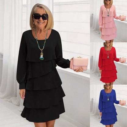 🌹Női Réteges Ráncos Hosszú Ujjú Ruha