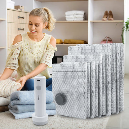 💪🌬️ Utazási vákuumtároló zsákok és hordozható szivattyú készlet 👕✨