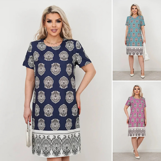 Divatos nyomtatott rövid ujjú ruha