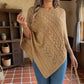 Női egyszínű, bő, V-nyakú kötött pulóver