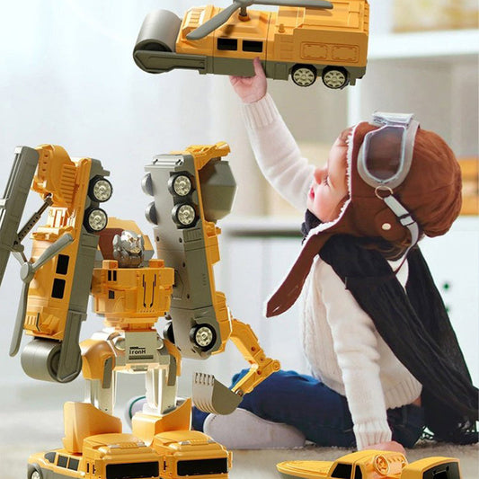 👷 Mágneses alakítható mérnöki jármű játék szett | 5 az 1-ben építőszett kreatív gyerekeknek 🚜🔧