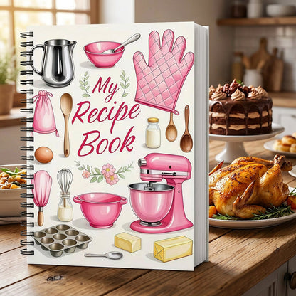 🔥 Lapos receptfüzet | 104 oldalas ételnapló tárgymutatóval és tervezőfülekkel 📖👩‍🍳