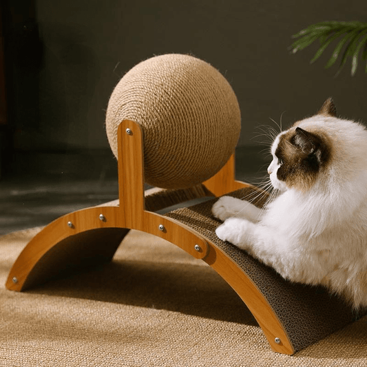 🐱💖 Természetes szizál macska kaparó labda kartonpapír alátéttel – kielégíti a kaparási igényt, tartós szizál és védi a bútorokat  🧶