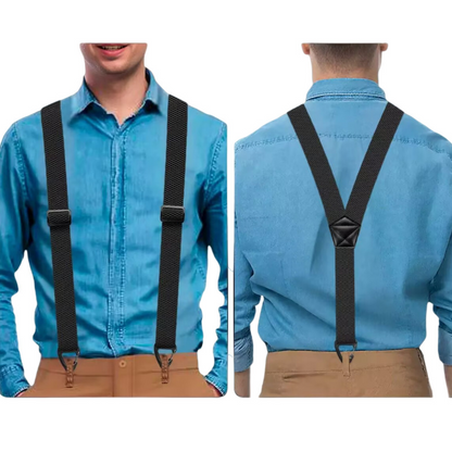 👔 Férfi nadrágtartó (hózentróger) X-háttal és csatos rögzítéssel – Erős csatok, széles pántok és állítható méret a tökéletes tartásért 👖