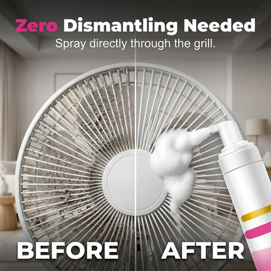 🧼🌀 Ventilátor-tisztító spray – szétszerelés nélkül. A hab feloldja a port. Minden típusú ventilátoron hatékony! 🌬️✨