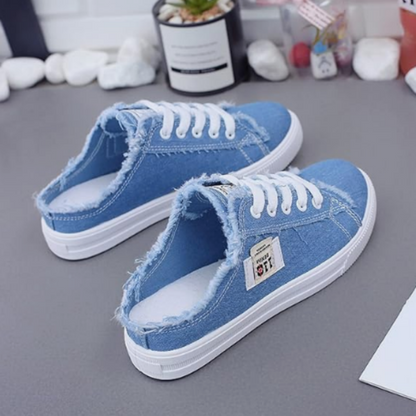 💐Női farmer anyagú slip-on papucs – kényelmes talp és laza stílus 👟☀️