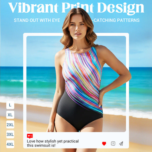 🏊‍♀️L-4XL☀️ Női mintás egyrészes fürdőruha 🌈