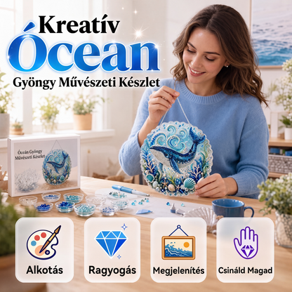 🌊 DIY óceáni gyöngyfestményes fali dísz | 5D-s gyémántkép-készlet
