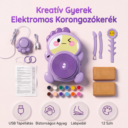 Gyermekeknek szánt elektromos fazekaskorong, DIY agyagkészítő készlet