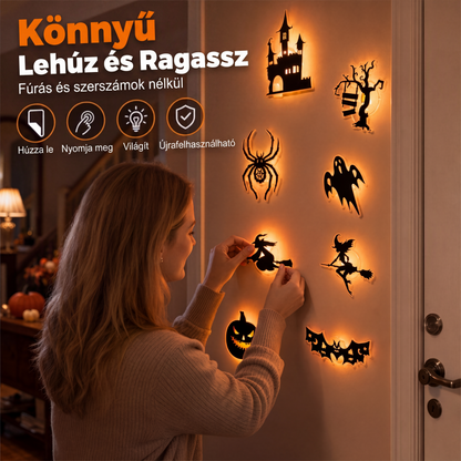 🎃👻🌙 Halloween-téma – színes, világító falmatricák
