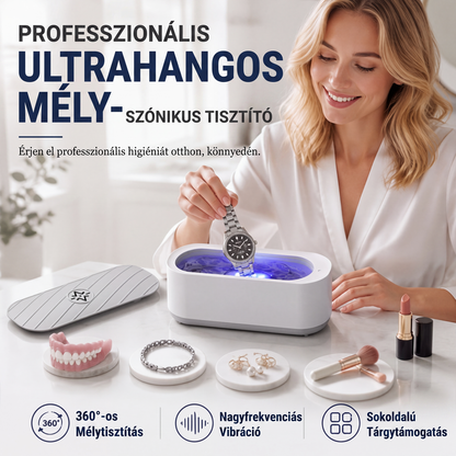 ✨ 🧼 Többfunkciós ultrahangos tisztító – ékszerekhez, szemüvegekhez stb. – 3 perc alatt alapos tisztítás ⏱️