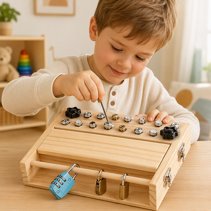 📌 Montessori fa csavarhúzós tábla játék kisgyermekek számára