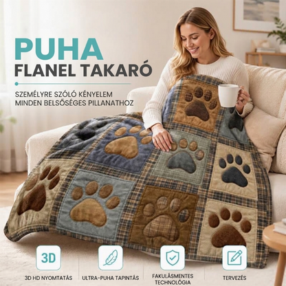 🐾 Cuki mancsnyomatos puha flanel takaró – Aranyos minta, extra puha ✨