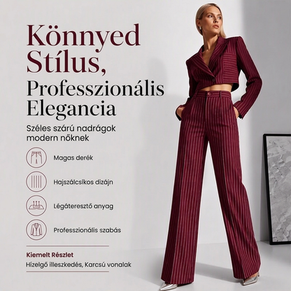 👖 Nőknek magas derekú csíkos bőszárú nadrág – Kényelmes, divatos, elegáns
