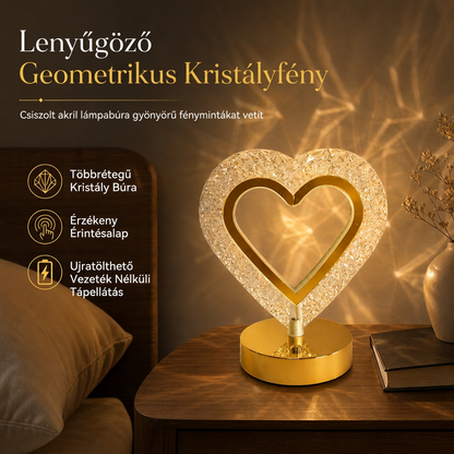 💎🔮 Kristály geometriai éjjeli fény – Érintésvezérlés, 3D fénytörés, újratölthető, hangulatvilágítás a hálószobába🌙